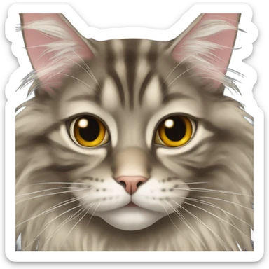 Maine Coon with eyes in a bunch sticker