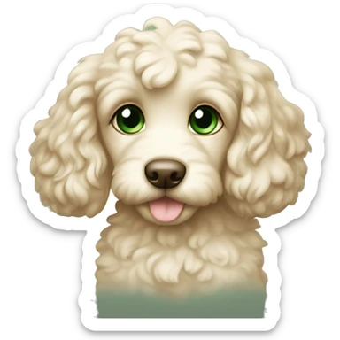 Cream cockapoo puppy with green eyes sticker