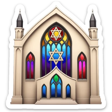 jewish synagogue temple in dark goth aesthetic style with lgbt flag color rose glass windows sticker