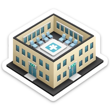 hospital isometric view sticker
