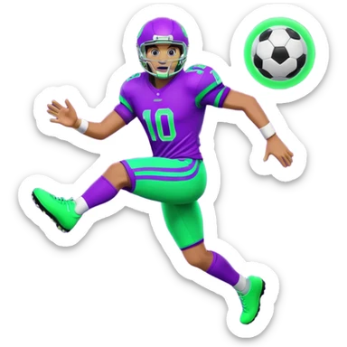  sports icon in neon purple and green, football fifa sticker