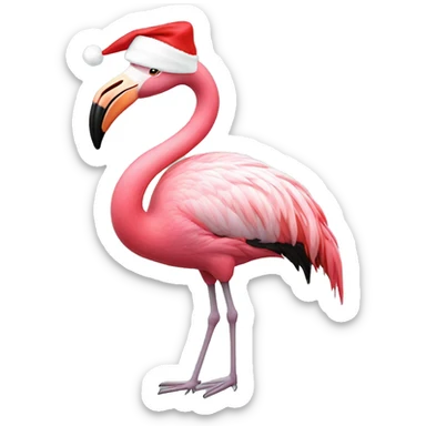 Flamingo wearing a santa hat sticker