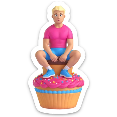 Cody Rhodes sitting on a cupcake, fun and playful, 3D emoji style sticker