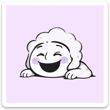 rolling on the floor laughing face emoji, chalk pastel doodle style, soft lilac tones, rough hand-drawn texture, looks like drawn on blackboard, emotional, aesthetic, for Telegram sticker