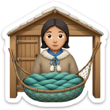 Inuit with nets home sticker