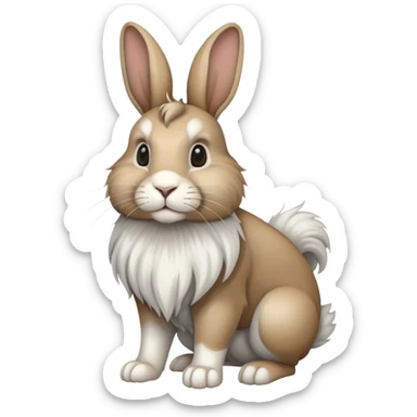 light-brown grey white lionhead rabbit full body sticker