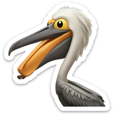 pelican with a moustache and a beard and a cane  sticker