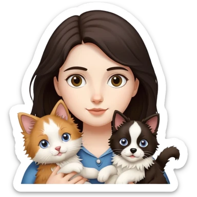 A girl holding a Ragdoll Cats and a Border collie sticker