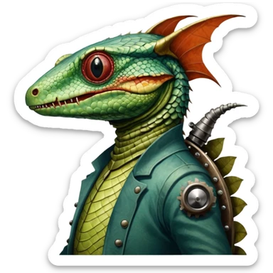 cinematic steam-punk -  hieronymus bosch phantasmagoric mutated creatures - hybrids of human and reptiles sticker