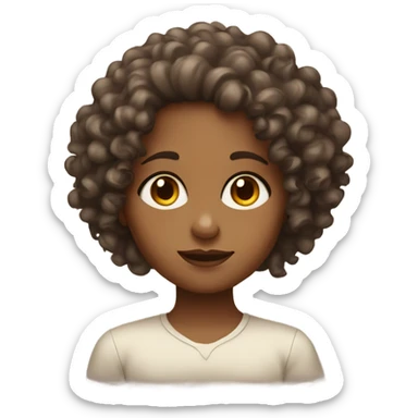 curly haired brown girl with brown eyes side eye  sticker