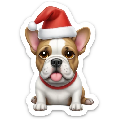 French bull dog wearing a Christmas hat  sticker