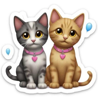 two kitten best friends birthday sticker