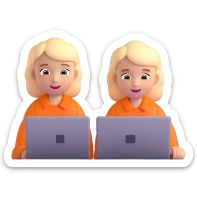 boy and girl on a video call, laptops with faces on screen, happy conversation sticker