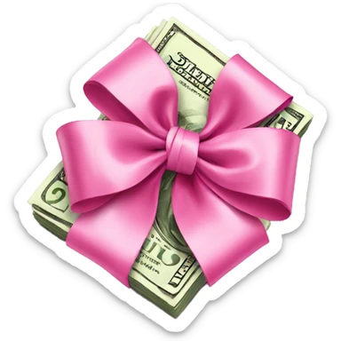 Money wrapped in a pink bow sticker