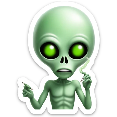Alien smoking joint sticker