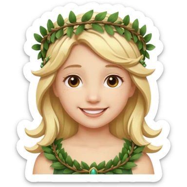 a blonde girl wearing laurel wreaths sticker