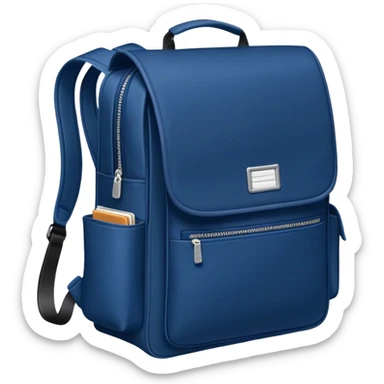 schoolbag unzipped with a laptop visible sticker