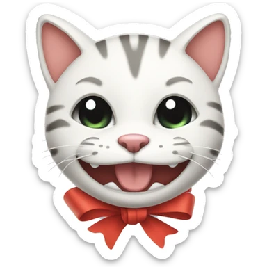 GRINNING CAT WITH RIBBON sticker
