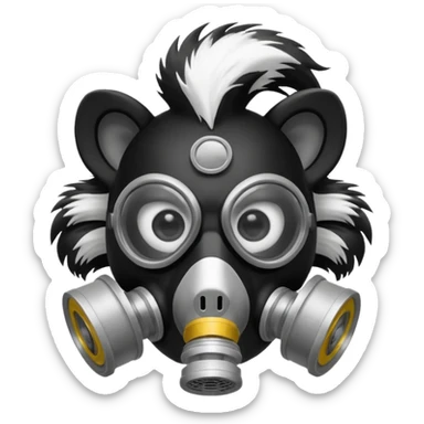 Skunk wearing gas mask  sticker