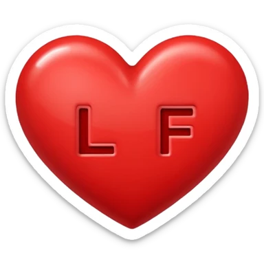 The letters l + f in a heart sticker