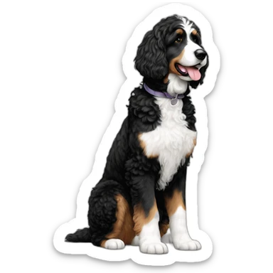black white f1b bernedoodle slim tall sticker