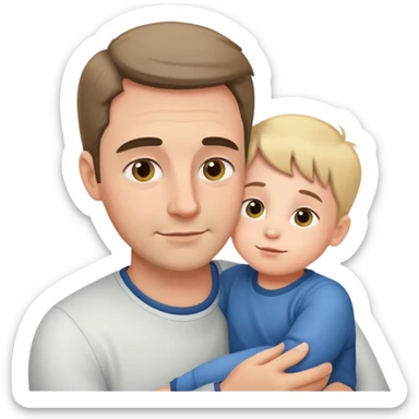 Caring father with a child sticker