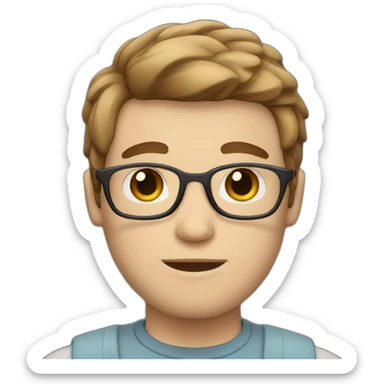 guy with glass and brown hair white skin sticker