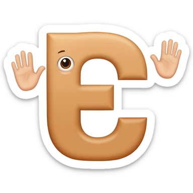 Una letra c y cabello manos y pies ojos una boca sticker