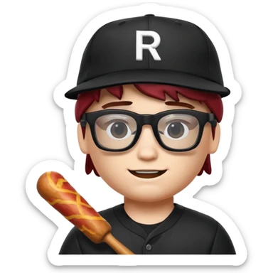 a roblox bacon that has a black baseball hat and has cool black glasses sticker