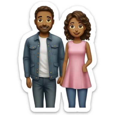 Couple gars petit fille grande sticker