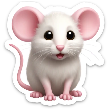 pink fluffy mouse sticker