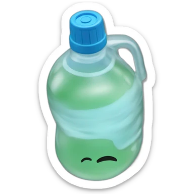 A 2 Liter water bottle spilling sticker