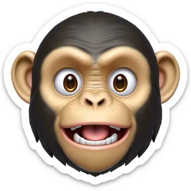 Cinematic Comical Chimpanzee Portrait Emoji, Head tilted dramatically with an exaggeratedly shocked expression, featuring a dynamic face with wide, comically expressive eyes full of humorous disbelief, Simplified yet hilariously expressive features, highly detailed, glowing with a slightly sassy glow, high shine, dramatic yet playful, stylized with an air of quirky primate attitude, soft glowing outline, capturing the essence of a meme-worthy chimpanzee that appears ready to side-eye its way into viral fame! sticker