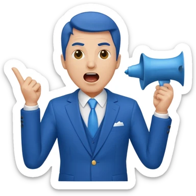 A blue Telegram emoji style of trump shouting sticker