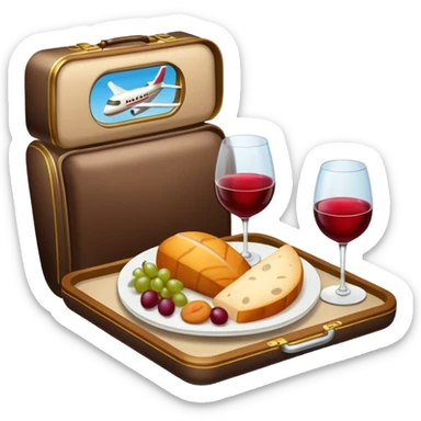 luxury plane food with wine sticker