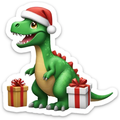 Christmas dinosaur with presents  sticker