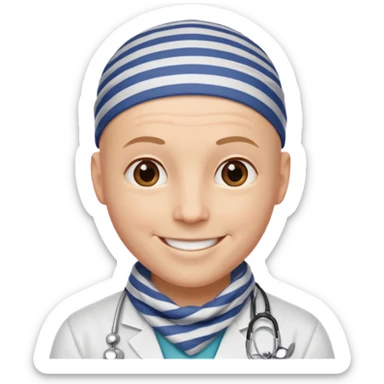 bald doctor with stripe bandanna sticker