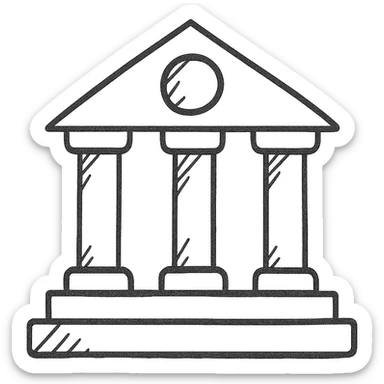 hand drawn outline icon of a bank building sticker