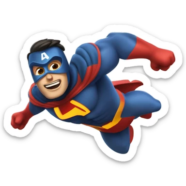 hombre disfrazado de superheroe volando estilo Pixar 3D sticker