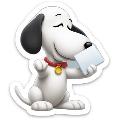 snoopy hold up the little white mouse sticker