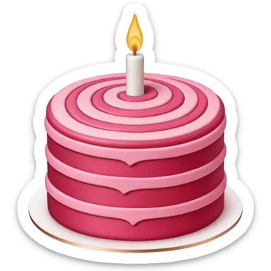 brandcake emoji reminiscent of Airbnb logo, minimalist cake design with swirl or loop element echoing 'Bélo' symbol, flat modern look, Airbnb signature pink-red hues sticker
