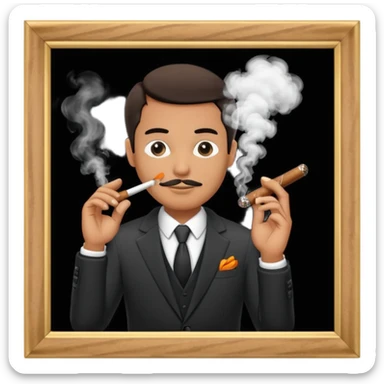 Draw a no smoking sign. Next to it, there is a man in a suit smoking a cigar. sticker