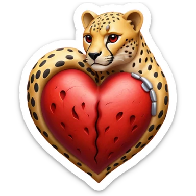 Cheetah heart sticker