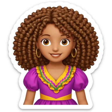 Crie uma boneca morena com cabelo cacheado sticker