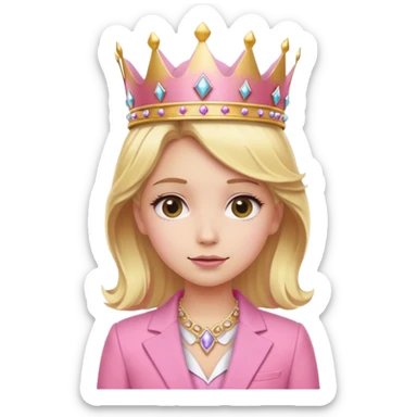 Blond girl pink suit crown sticker