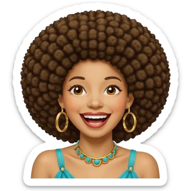 Black woman with an afro laughing  sticker
