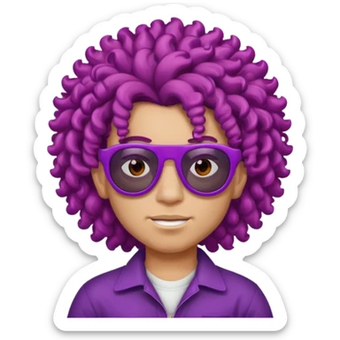 purple haired, curly big haired mexican boy with red sunglassess sticker