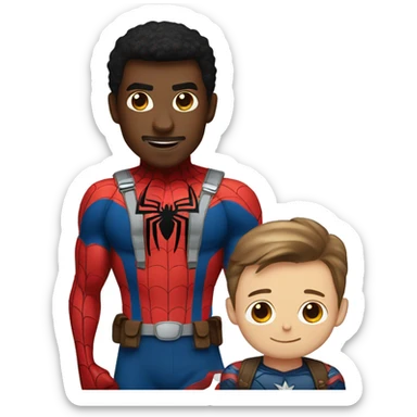 Spiderman carrying Captain America sticker