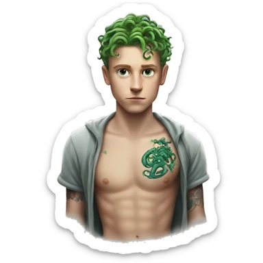 White Boy with Medusa tattoo on the back  sticker