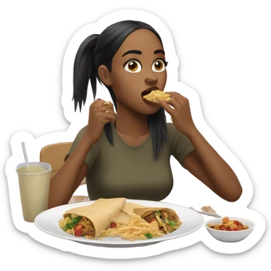 Aaliyah eating food sticker